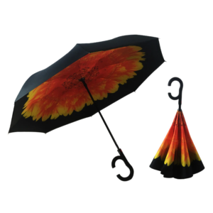 Parapluie inversé fleur orange