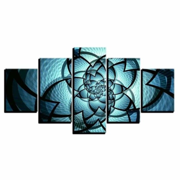 Tableau Fleur de Lotus Abstrait Mandala Bleu et Noir - Royal Lotus