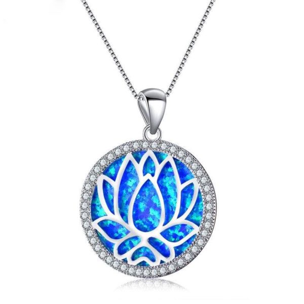 Collier fleur de lotus opale en argent