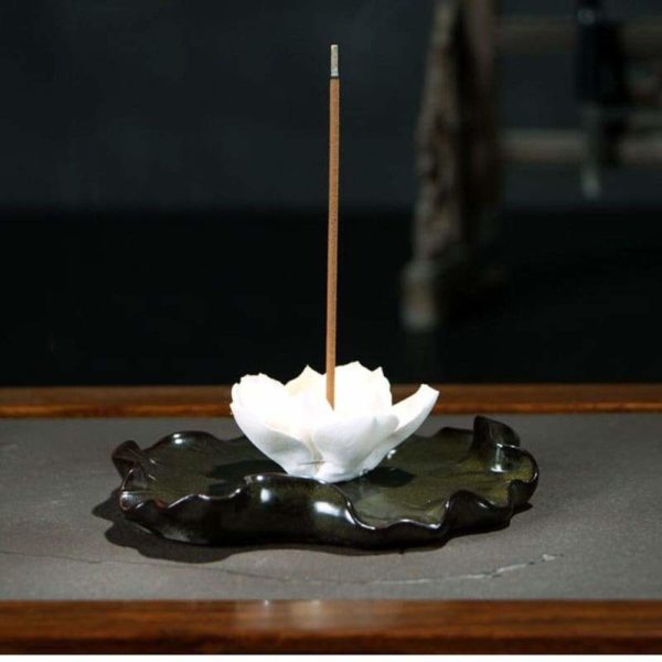 Porte-Encens Fleur de Lotus avec Nénuphar en Céramique - Royal Lotus