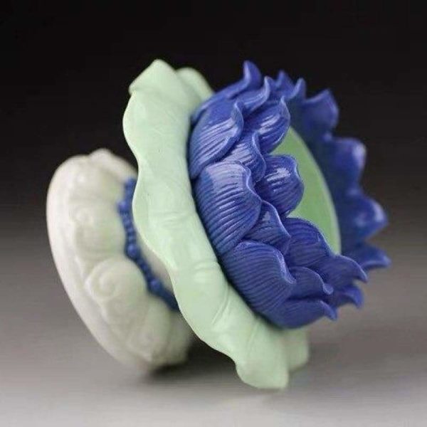 Photophore Bougie Fleur de Lotus en Céramique Bleu - Royal Lotus