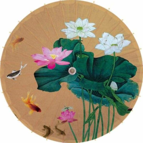 Parapluie Fleur de Lotus Asiatique Carpe Koi Doré - Royal Lotus