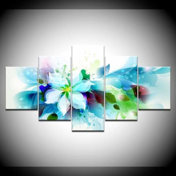 Tableau Fleur de Lotus Abstrait Bleu et Blanc - Royal Lotus