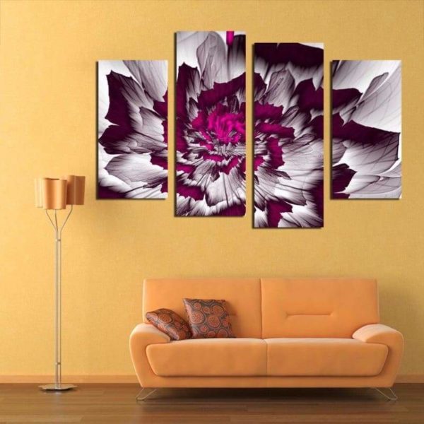 Tableau Fleur de Lotus Abstrait Violet 4 pièces - Royal Lotus