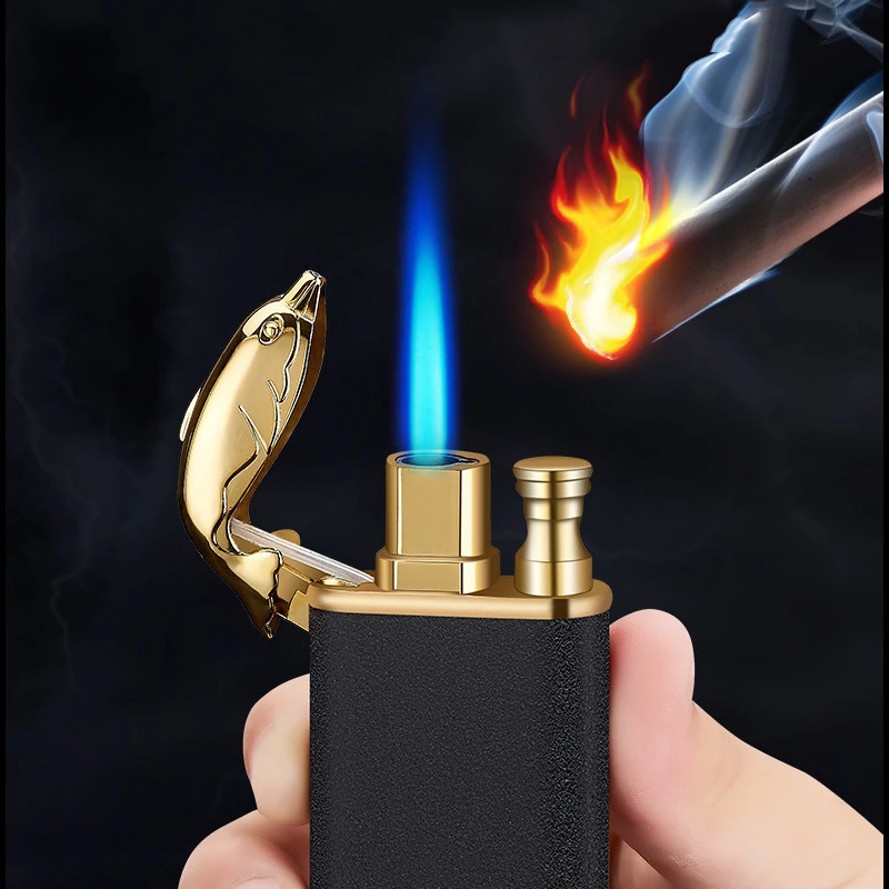 Briquet double flammes puissant en métal rechargeable