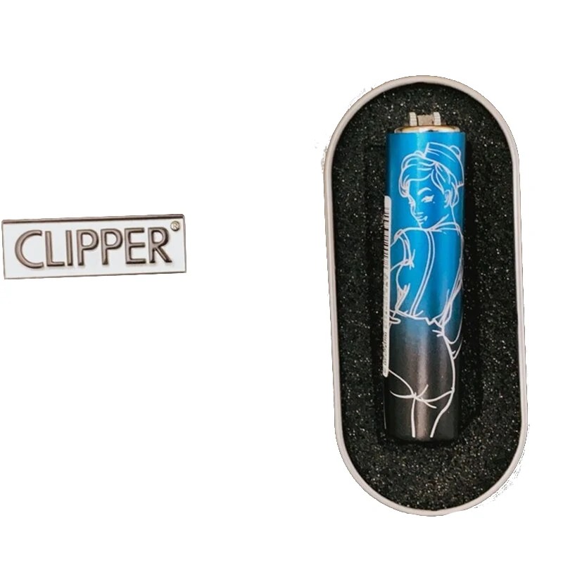 Dégradé bleu 2 clipper briquet + clipper boîtier métallique