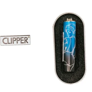 Briquet Mini Clipper Métallique Bleu