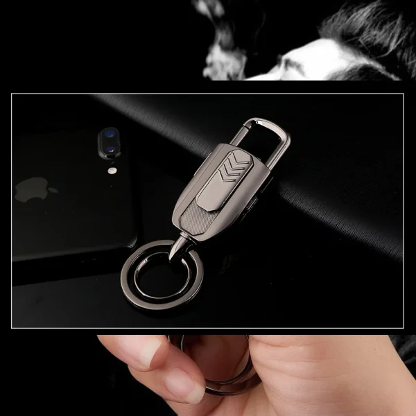 Briquet USB Porte-Clés Fil Tungstène Noir