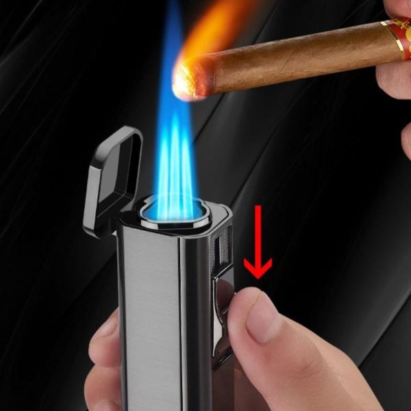 Briquet à Cigare Puissante Flamme à 3 Jets avec Coupe-Cigare