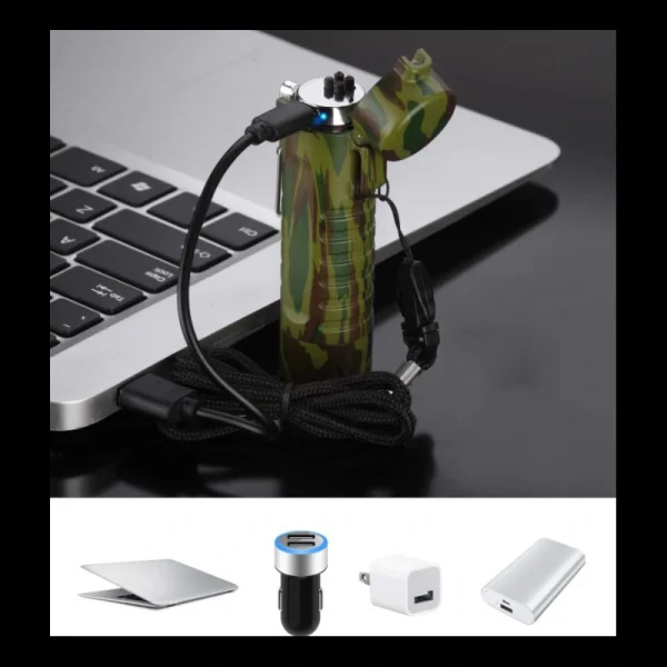 Lampe de Poche Briquet Électrique USB Charge Kaki
