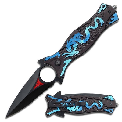 couteau dragon bleu