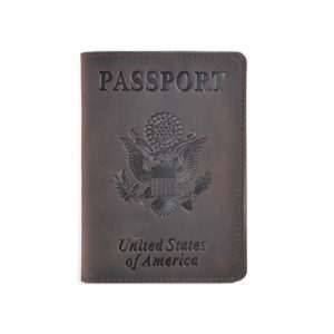 Étui pour Passeport Amérique en Cuir Font Blanc