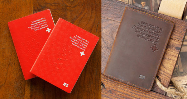 Protège passeport suisse brun
