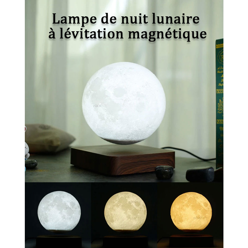 Lampe en Lévitation Magnétique Flottante et Rotative - Base en bois 