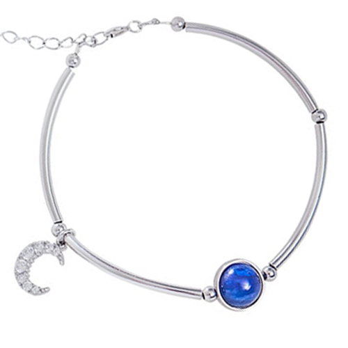 Bracelet-lune-au-cristal-bleu-(Argent)