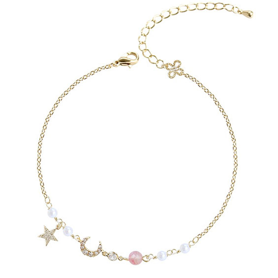 Bracelet lune et étoile avec perles colorées