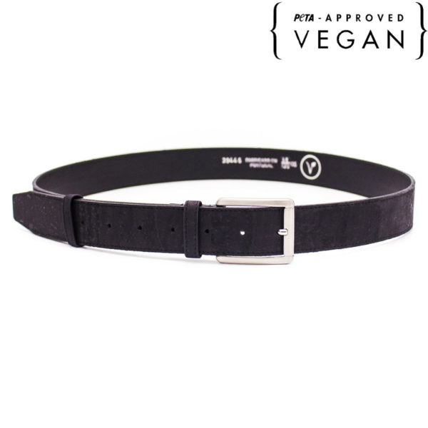ceinture en liège noir tender dark avec logo peta approved vegan
