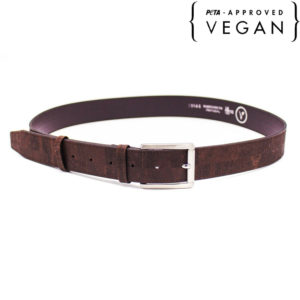 ceinture marron en liège high brown de 120 cm avec logo peta approved vegan