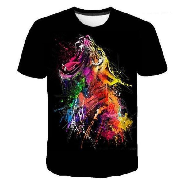 T-Shirt Tigre Arc En Ciel