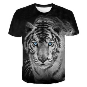 T-Shirt Tigre Fauve Yeux Bleu