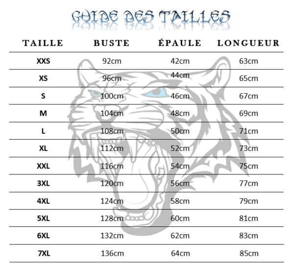 Guide des tailles  sweat tigre the king
