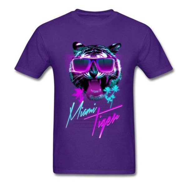 t-shirt tigre fauve party night violet