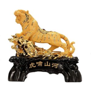 Statue Tigre Fauve doré du Zodiac