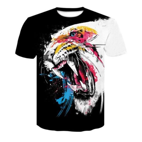 t-shirt tigre blanc rugissant