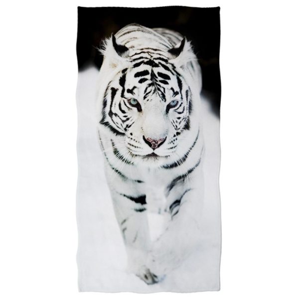 serviette tigre Fauve Blanc