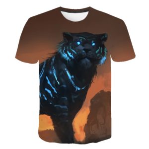 t-shirt tigre Rayure Bleu