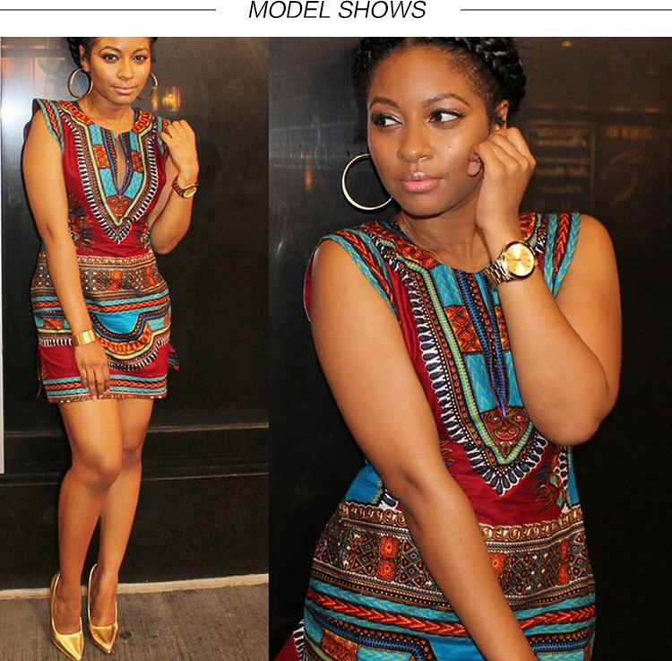 Robe Africaine juste au corps en imprimée Dashiki