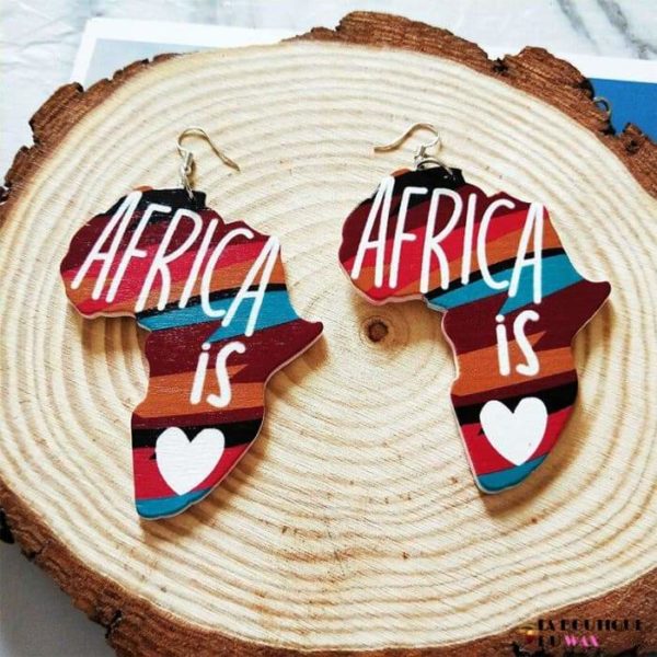 Boucle d’oreille Vintage carte d’Afrique - Boucles