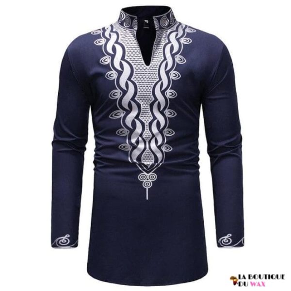 Chemise Fashion Bazin Riche à manches longues style Dashiki pour homme