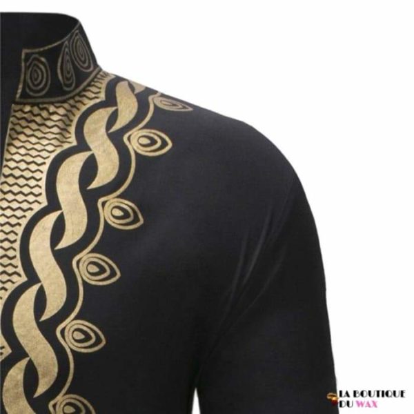 Chemise Fashion Bazin Riche à manches longues style Dashiki pour homme