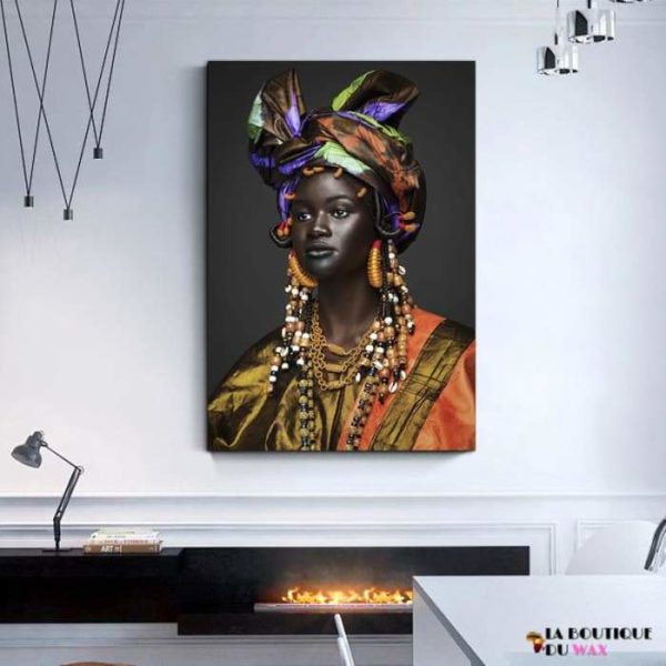 Magnifique Tableau d'une femme Africaine Heureuse