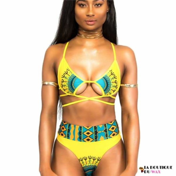 Maillot de Bain Bikini motifs Africain - Style1 / S -