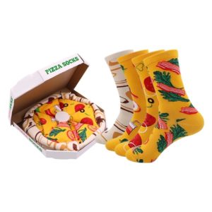 boutique vente pour acheter chaussettes dépareillées belle présentation dans une boite à pizza en carton