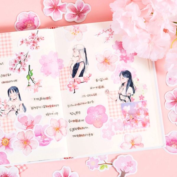 Carnet avec sticker fleurs de cerisier en papier Sakura