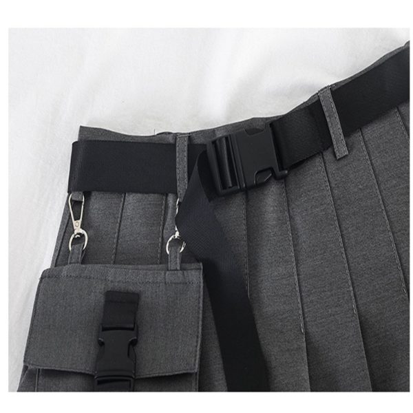 Ceinture de jupe plissée courte grise Honoka