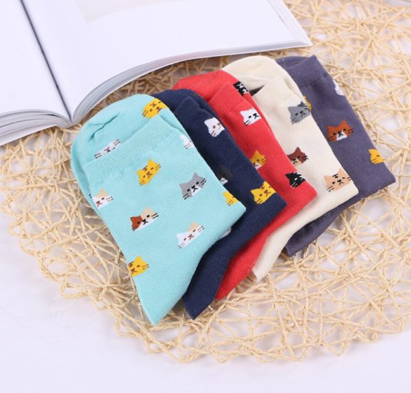 Chaussettes pliées motifs chats Tsubaki