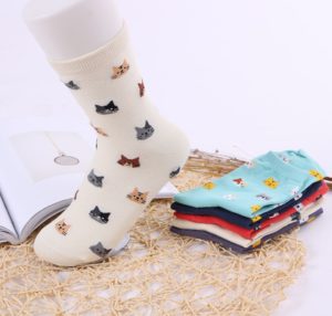 Chaussette tête de chat blanche pour homme et femme Tsubaki