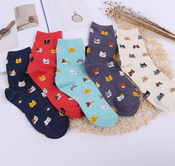 Chaussettes pour garçon motifs têtes de chats Tsubaki