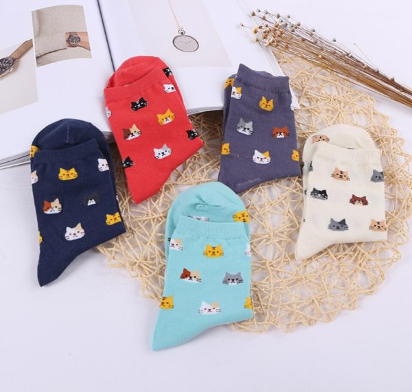 Chaussettes garçon pliées motifs chats Tsubaki