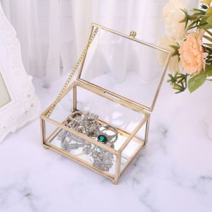 Kristallglas Schmuckkästchen mit Floral Design Silber mit quadratischer Form 