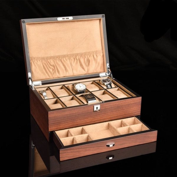 Uhrenbox Holz mit Schublade 1