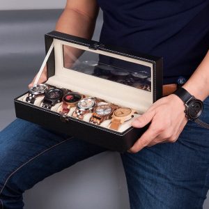 Uhrenbox Leder Schwarz 1