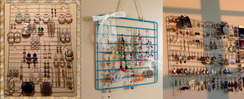 6. Ohrringständer diy: "Hängendes Gitter"